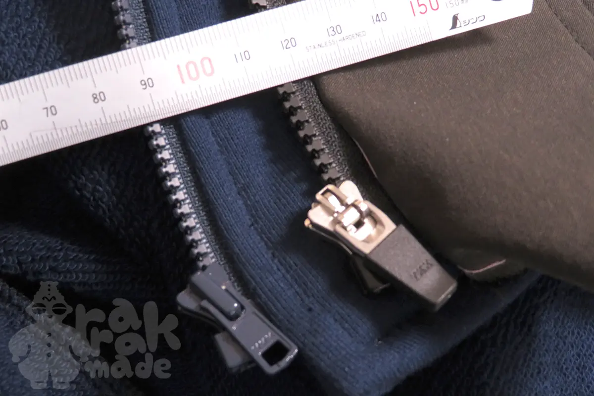 ビスロンファスナーの太さの違い